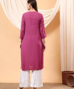 Alina Chikankari Modal Straight Kurta (Wine) - Image 6