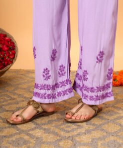 Faiza Chikankari Rayon Co-ord Set (Lavender) - Image 6