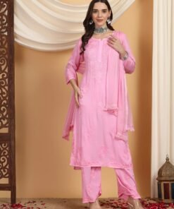 Alternative view of Farha Chikankari Premium Modal Co-ord Set (Baby Pink)