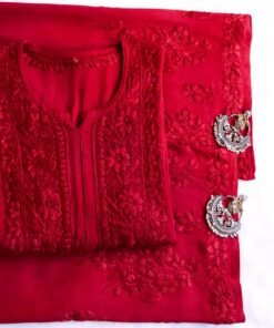 Aayat Red Rayon Kurta Pant set