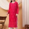 Dua Premium Viscose 3D Chikankari Straight Kurta (Magenta)