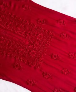 Aayat Red Rayon Kurta Pant set - Image 3