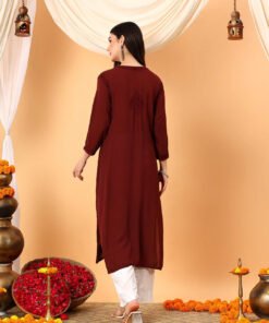 Alina Chikankari Modal Straight Kurta (Brown) - Image 6
