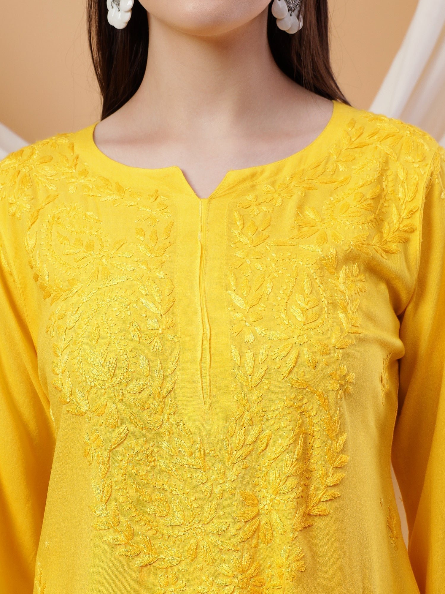 Meher Chikankari Ombre Rayon Co-ord Set (Yellow) - Image 2